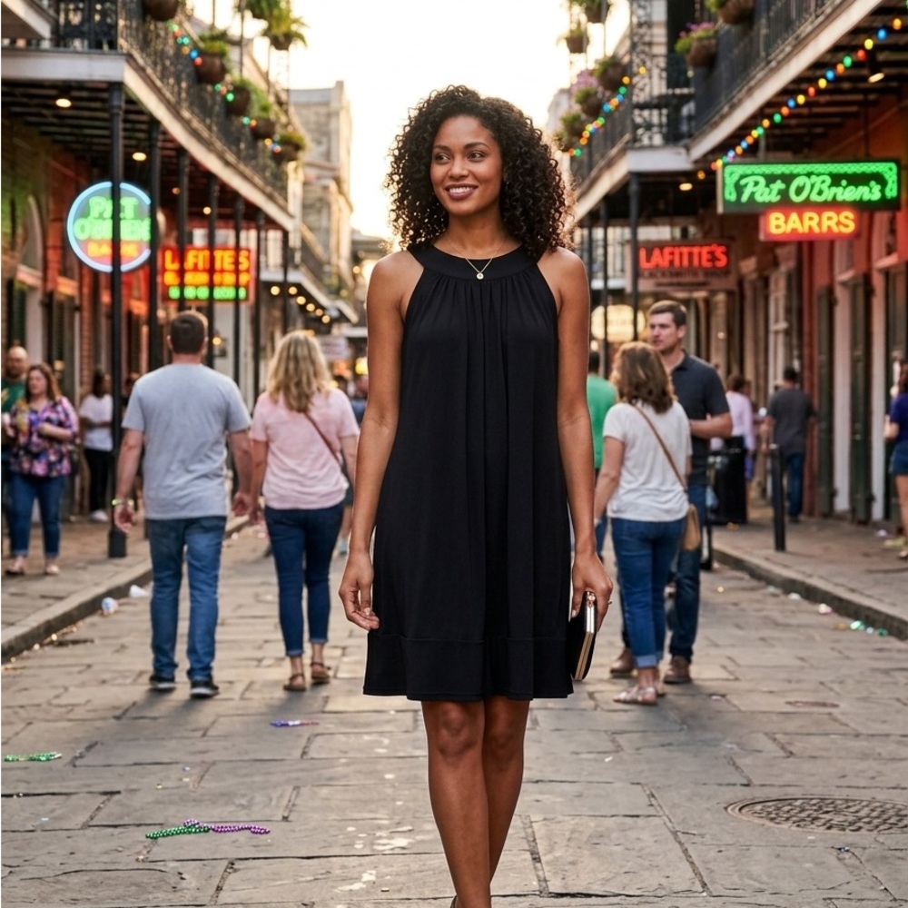 Casual Black Sleeveless Halter Mini Dress
